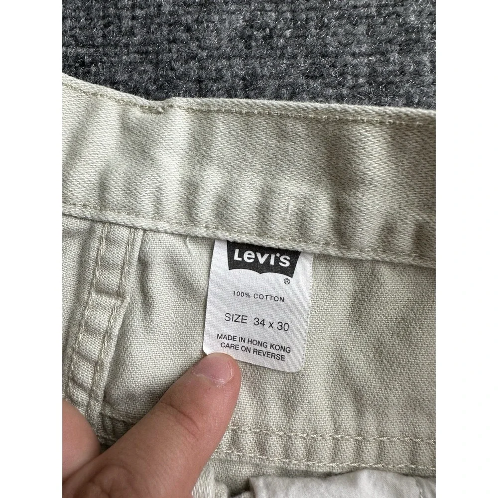 Mens 90s Levis Carpenter Work Pants Made in Hong Kong Beige, Size 34x30